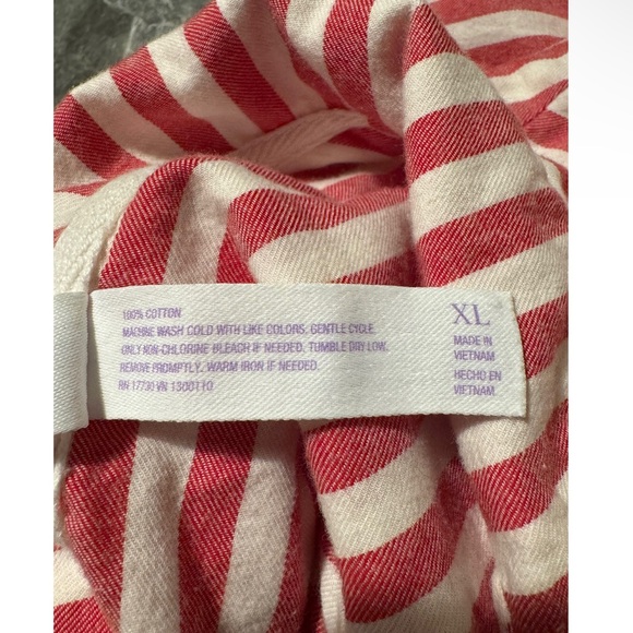 Stars Above Red and White Striped ~ All Cotton ~ Striped  Nightshirt Size XL - Picture 7 of 7